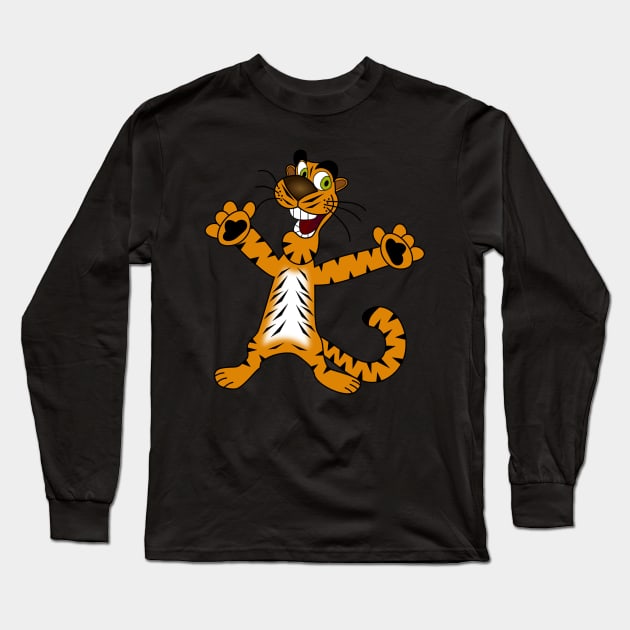 Happy Tiger Long Sleeve T-Shirt by DrDesign